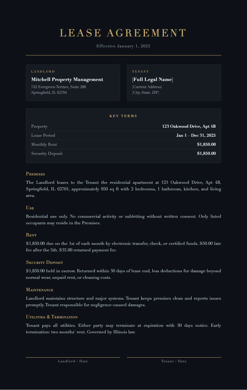 Midnight luxury lease agreement